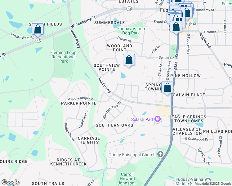 map of restaurants, bars, coffee shops, grocery stores, and more near 644 Cherry Plum Court in Fuquay Varina