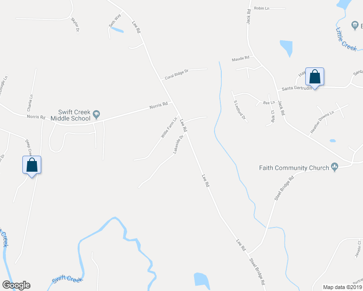 map of restaurants, bars, coffee shops, grocery stores, and more near 571A Lee Road in Clayton