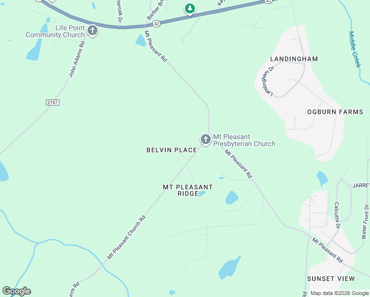 map of restaurants, bars, coffee shops, grocery stores, and more near 8012 Mount Pleasant Church Road in Wake County