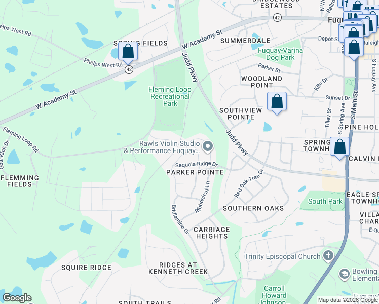 map of restaurants, bars, coffee shops, grocery stores, and more near 864 Collina Cove in Fuquay-Varina