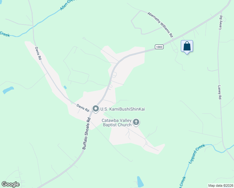 map of restaurants, bars, coffee shops, grocery stores, and more near 3347 Buds Way in Maiden