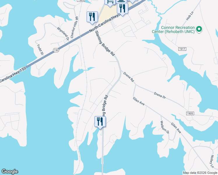 map of restaurants, bars, coffee shops, grocery stores, and more near 4387-4447 Slanting Bridge Rd in Sherrills Ford