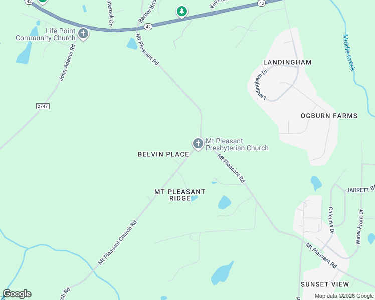 map of restaurants, bars, coffee shops, grocery stores, and more near 8012 Mount Pleasant Church Road in Wake County