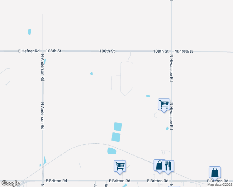 map of restaurants, bars, coffee shops, grocery stores, and more near 12606 East Hefner Road in Jones