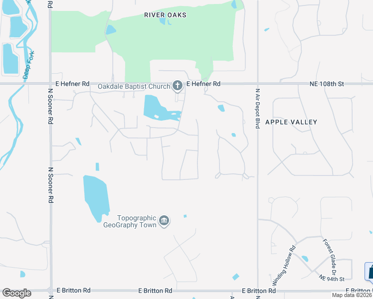 map of restaurants, bars, coffee shops, grocery stores, and more near 6101 Northeast 103rd Street in Oklahoma City