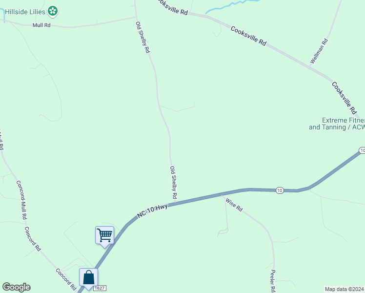 map of restaurants, bars, coffee shops, grocery stores, and more near 7424 Old Shelby Road in Vale