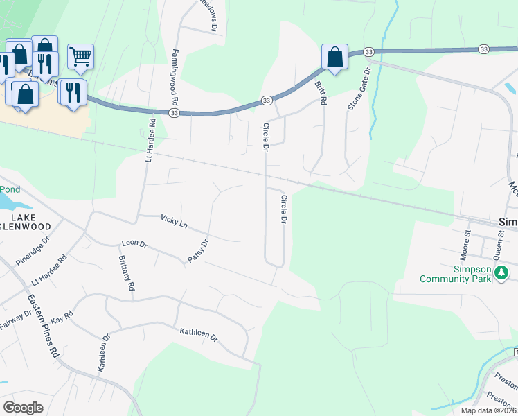 map of restaurants, bars, coffee shops, grocery stores, and more near 542 Circle Dr in Greenville