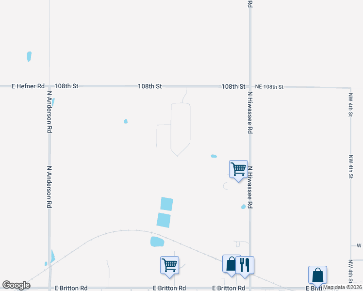 map of restaurants, bars, coffee shops, grocery stores, and more near 12606 East Hefner Road in Jones