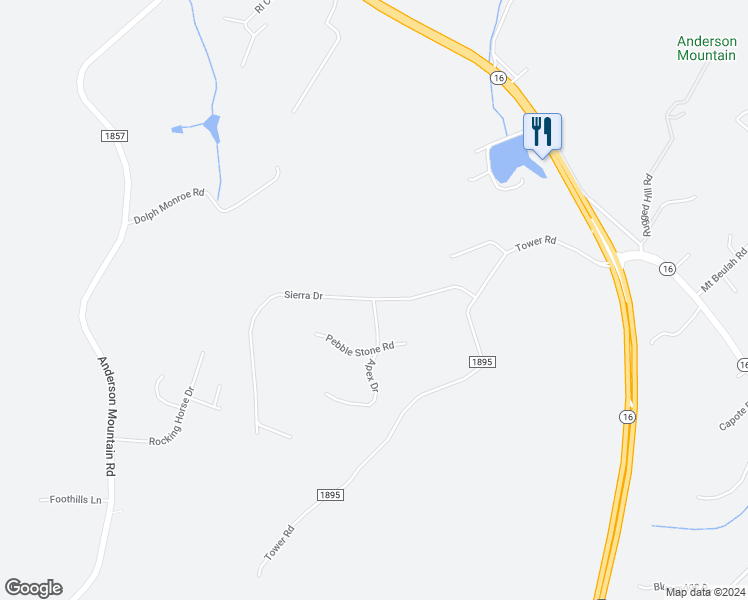 map of restaurants, bars, coffee shops, grocery stores, and more near 3953 Apex Drive in Maiden
