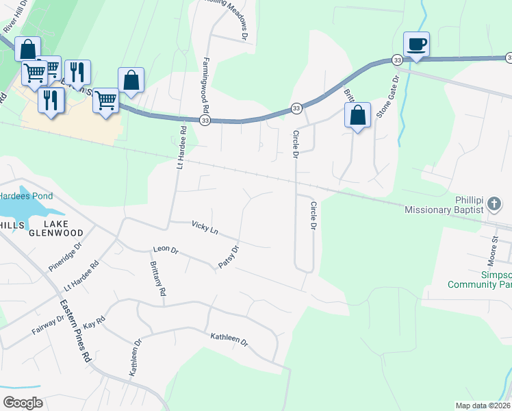 map of restaurants, bars, coffee shops, grocery stores, and more near 515 Patsy Drive in Greenville