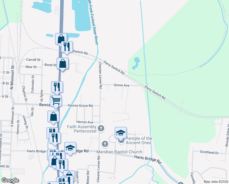 map of restaurants, bars, coffee shops, grocery stores, and more near 19 Susan Cove in Jackson