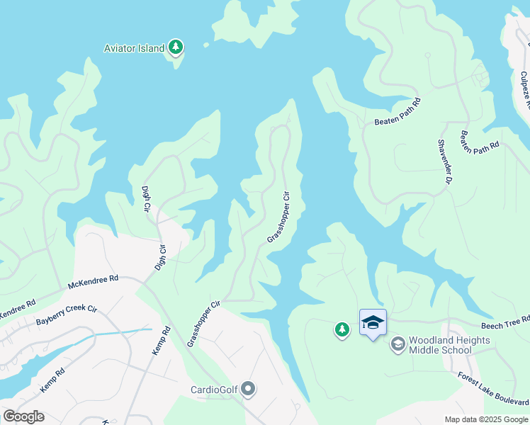 map of restaurants, bars, coffee shops, grocery stores, and more near Grasshopper Circle in Mooresville