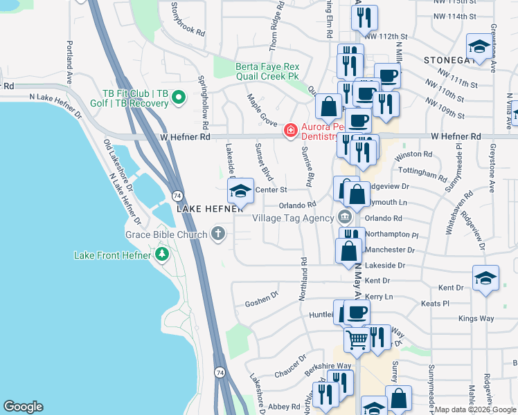 map of restaurants, bars, coffee shops, grocery stores, and more near 10501 Sunset Boulevard in The Village