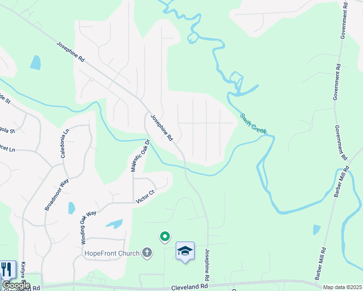 map of restaurants, bars, coffee shops, grocery stores, and more near 16 Moonlight Drive in Garner