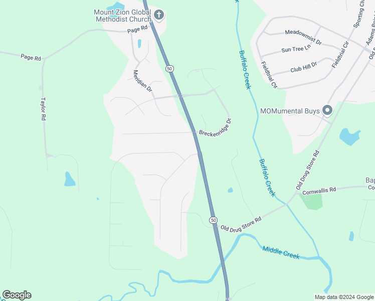map of restaurants, bars, coffee shops, grocery stores, and more near 104 Leach Drive in Garner
