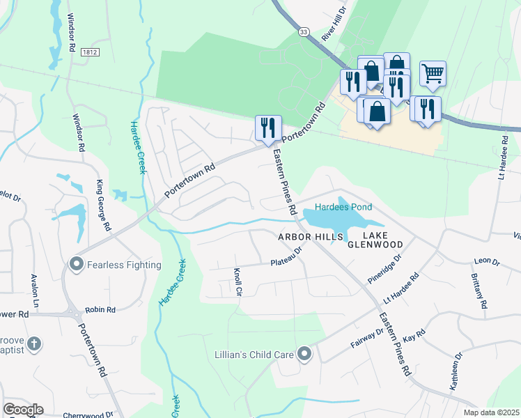 map of restaurants, bars, coffee shops, grocery stores, and more near 3803 Cattail Lane in Greenville