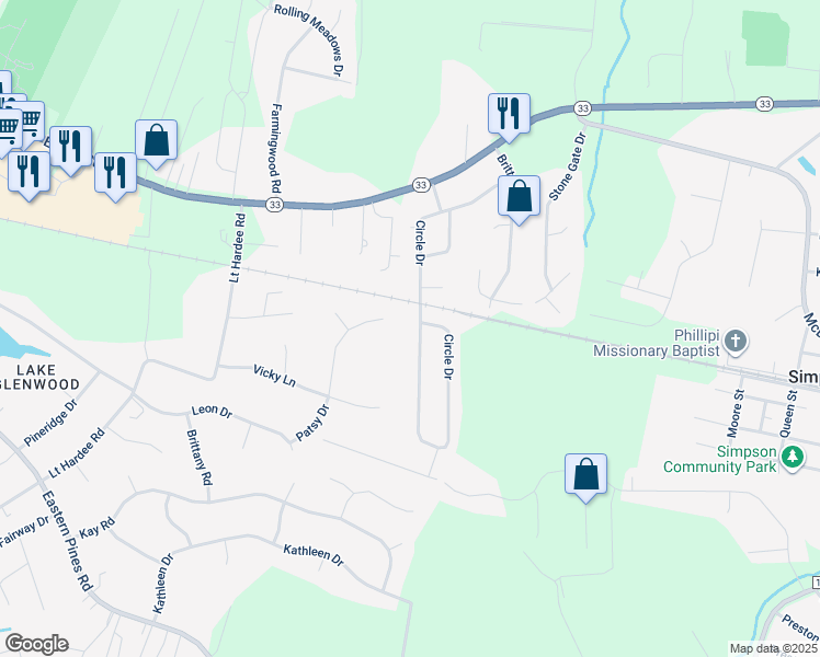 map of restaurants, bars, coffee shops, grocery stores, and more near 101 B David Dr (B Drive) in Greenville