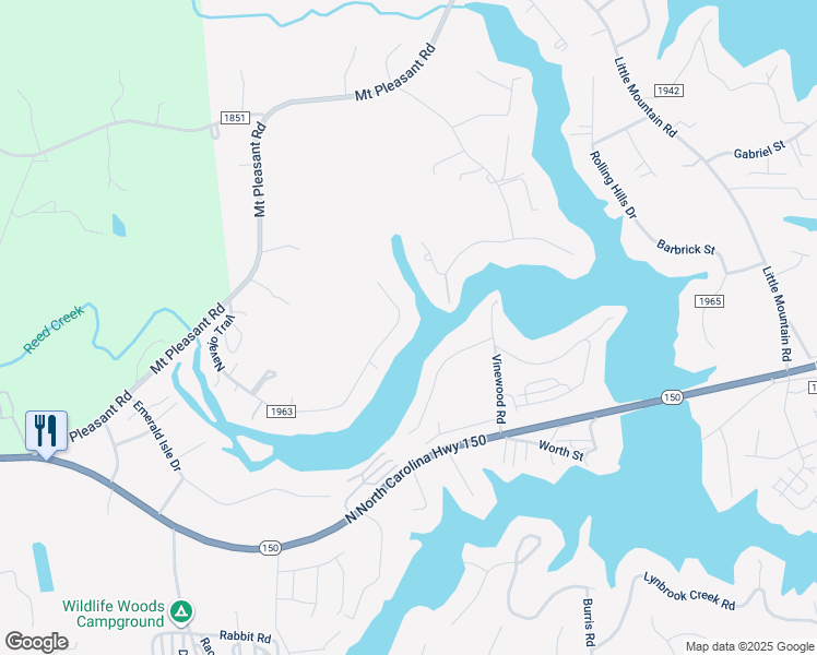 map of restaurants, bars, coffee shops, grocery stores, and more near 6977 Navajo Trail in Lake Norman of Catawba