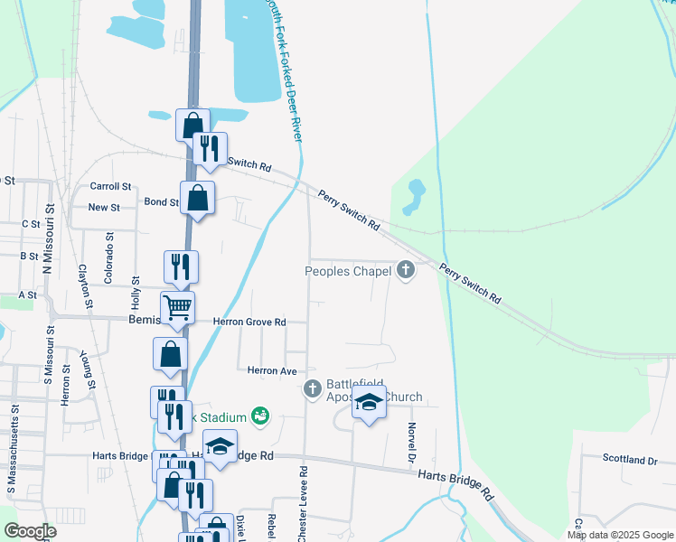 map of restaurants, bars, coffee shops, grocery stores, and more near 4 Tricia Cove in Jackson