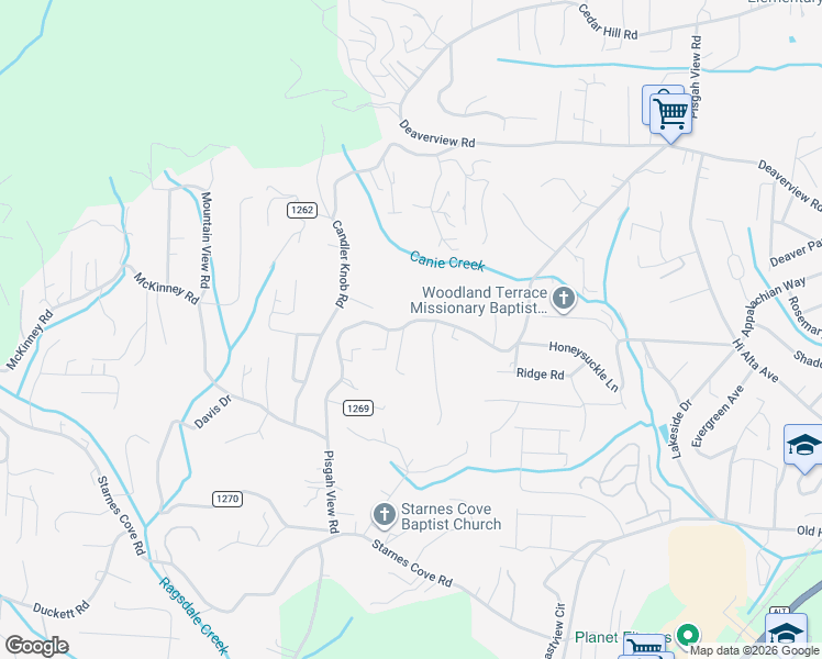 map of restaurants, bars, coffee shops, grocery stores, and more near 182 Pisgah View Road in Asheville