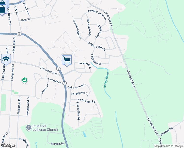 map of restaurants, bars, coffee shops, grocery stores, and more near 146 South Cromwell Drive in Mooresville