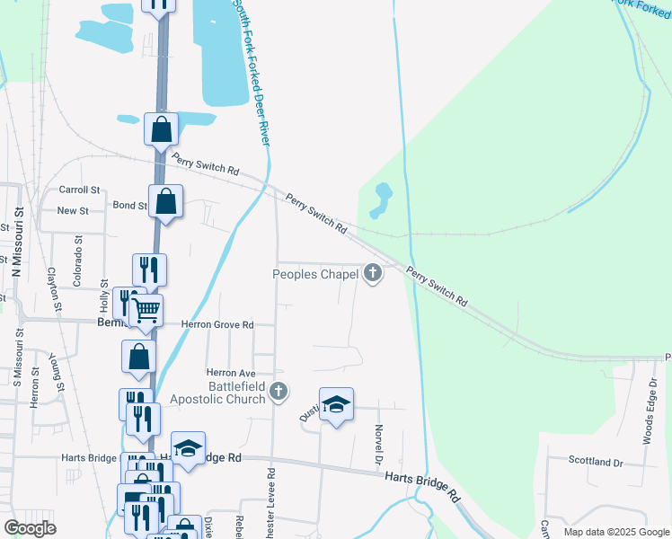 map of restaurants, bars, coffee shops, grocery stores, and more near 5 Libby Lane in Jackson