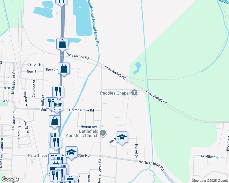 map of restaurants, bars, coffee shops, grocery stores, and more near 4 Tricia Cove in Jackson