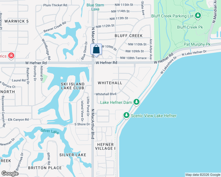 map of restaurants, bars, coffee shops, grocery stores, and more near 10506 Bishops Gate in Oklahoma City