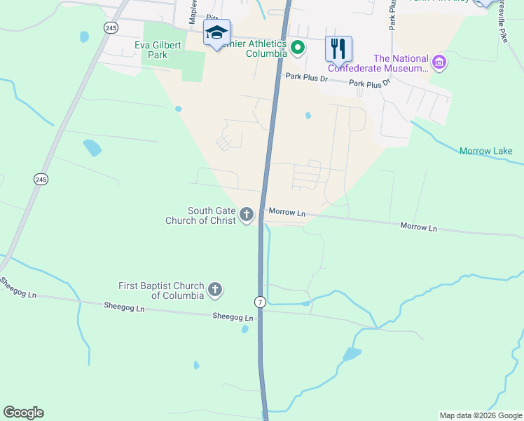 map of restaurants, bars, coffee shops, grocery stores, and more near 2701 Morrow Lane in Columbia