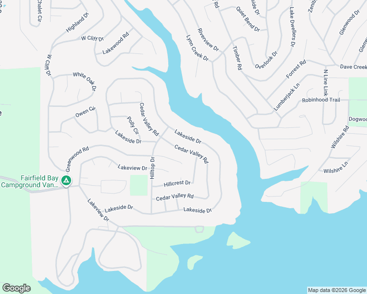 map of restaurants, bars, coffee shops, grocery stores, and more near 217 Greenwood Road in Fairfield Bay