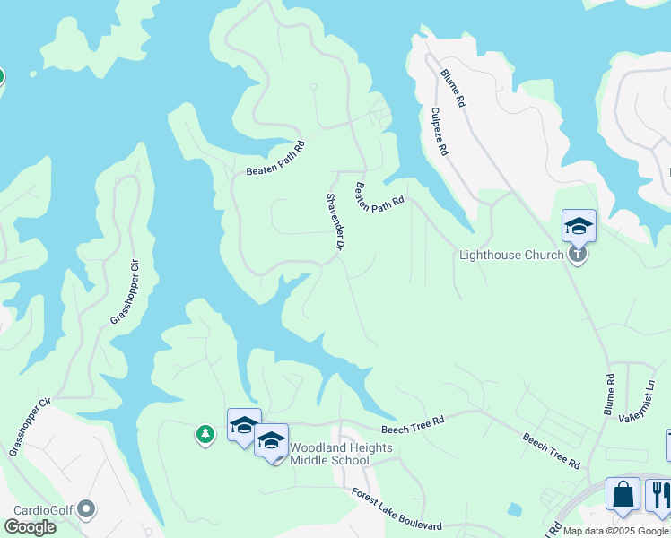 map of restaurants, bars, coffee shops, grocery stores, and more near 114 Palmer Marsh Place in Mooresville