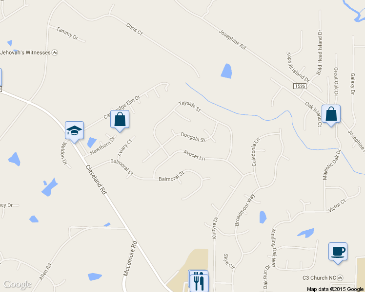 map of restaurants, bars, coffee shops, grocery stores, and more near 298 Avocet Lane in Clayton