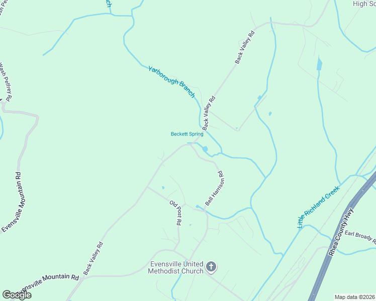 map of restaurants, bars, coffee shops, grocery stores, and more near 7492 Back Valley Road in Evensville