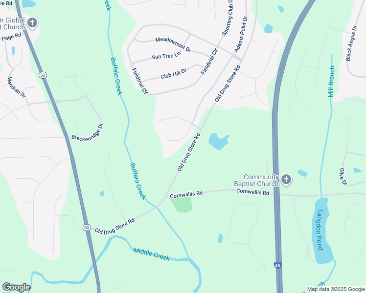map of restaurants, bars, coffee shops, grocery stores, and more near 103 Morning Mist Drive in Garner