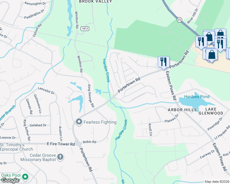 map of restaurants, bars, coffee shops, grocery stores, and more near 4285 Williamsbrook Lane in Greenville