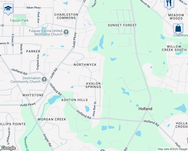 map of restaurants, bars, coffee shops, grocery stores, and more near 743 Minerva Dale Drive in Fuquay-Varina