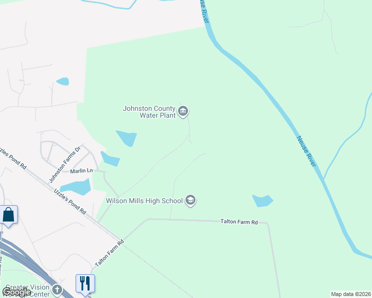 map of restaurants, bars, coffee shops, grocery stores, and more near 222 Clearwater Drive in Smithfield
