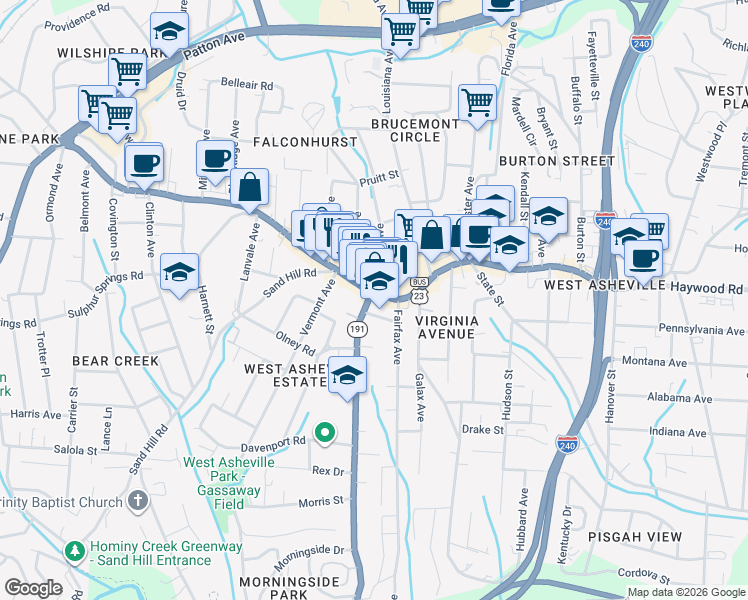 map of restaurants, bars, coffee shops, grocery stores, and more near in Asheville