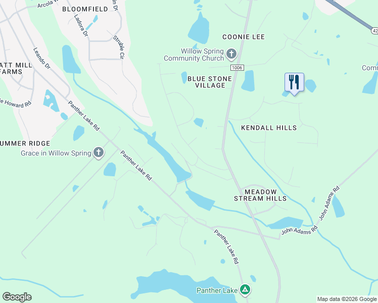 map of restaurants, bars, coffee shops, grocery stores, and more near 1433 Willow Landing Way in Wake County