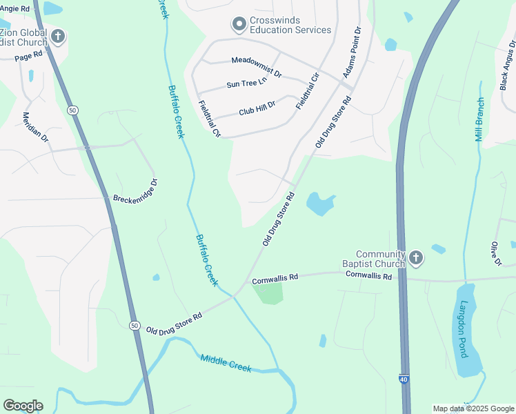 map of restaurants, bars, coffee shops, grocery stores, and more near 129 Morning Mist Drive in Garner