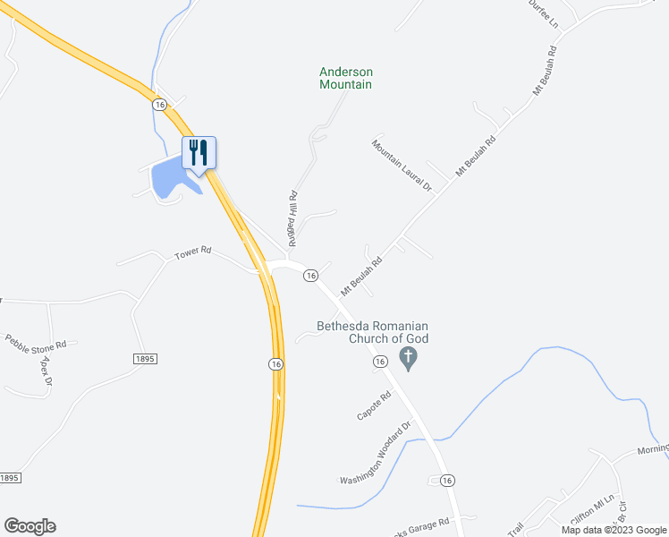 map of restaurants, bars, coffee shops, grocery stores, and more near 4144 Sim Chick Lane in Maiden