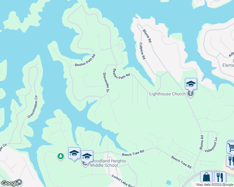 map of restaurants, bars, coffee shops, grocery stores, and more near 123 Archbell Point Lane in Mooresville