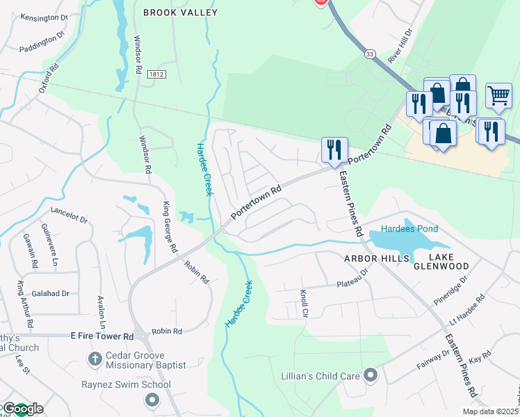 map of restaurants, bars, coffee shops, grocery stores, and more near 1716 Sassafras Court in Greenville