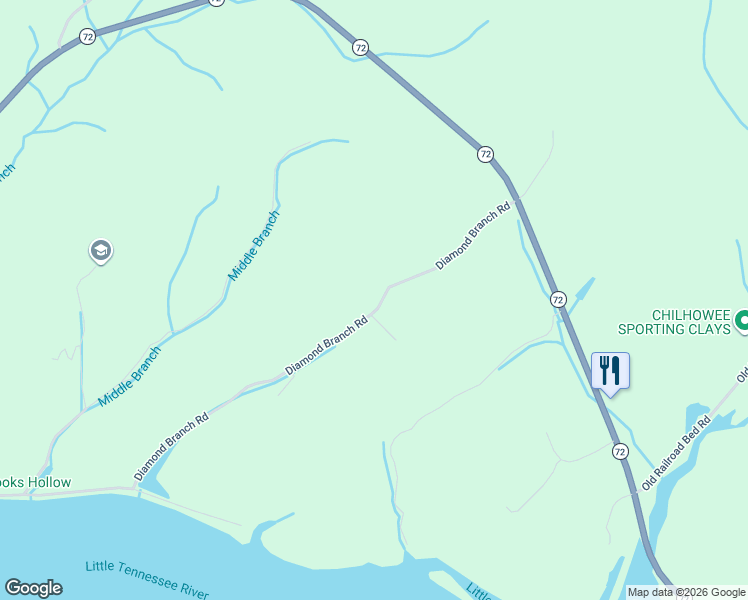 map of restaurants, bars, coffee shops, grocery stores, and more near 7105 Diamond Branch Road in Maryville