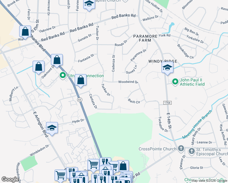 map of restaurants, bars, coffee shops, grocery stores, and more near 1498 Allegro Court in Greenville