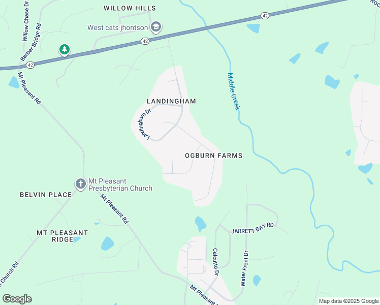 map of restaurants, bars, coffee shops, grocery stores, and more near 6996 Ogburn Farms Drive in Wake County