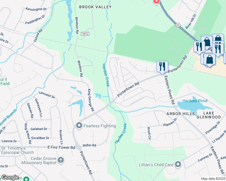 map of restaurants, bars, coffee shops, grocery stores, and more near 4210 B Williamsbrook Lane in Greenville
