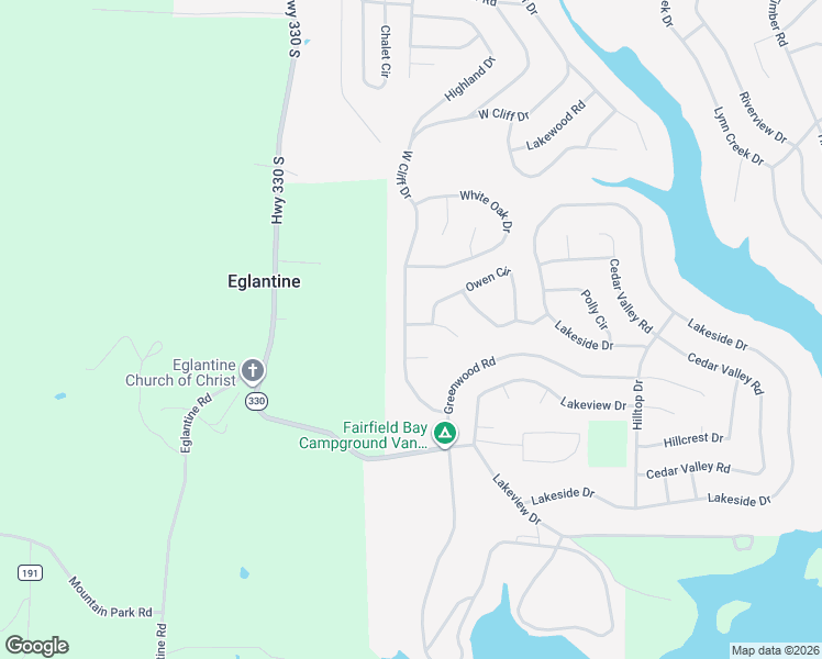 map of restaurants, bars, coffee shops, grocery stores, and more near 606 West Cliff Drive in Fairfield Bay