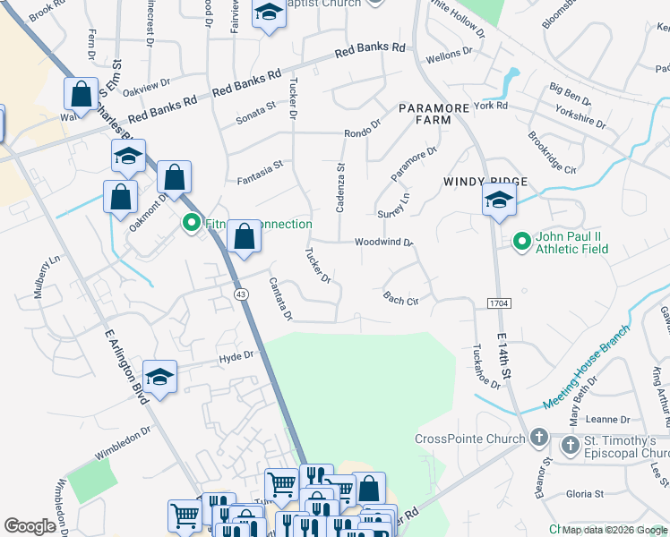 map of restaurants, bars, coffee shops, grocery stores, and more near 1498 Allegro Court in Greenville