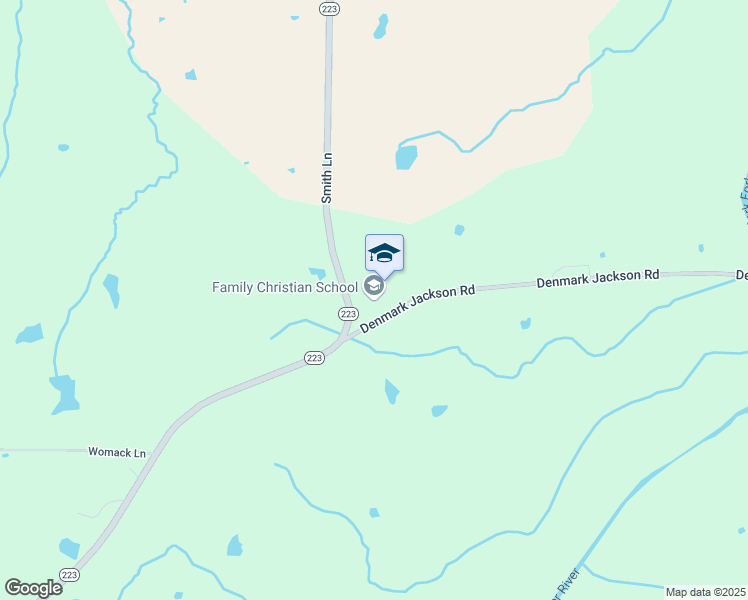 map of restaurants, bars, coffee shops, grocery stores, and more near 535 Denmark Jackson Road in Denmark